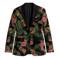 Tropical Calavera Hawaiian Blazer Sugar Skull Pineapple Hibiscus Floral