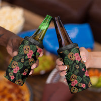 Tropical Calavera Hawaiian 4 in 1 Can Cooler Tumbler Sugar Skull Pineapple Hibiscus Floral DT05 - Polynesian Pride