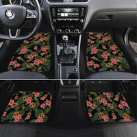 Tropical Calavera Hawaiian Car Mats Sugar Skull Pineapple Hibiscus Floral