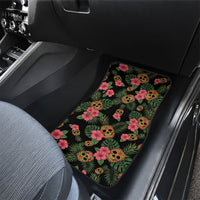 Tropical Calavera Hawaiian Car Mats Sugar Skull Pineapple Hibiscus Floral