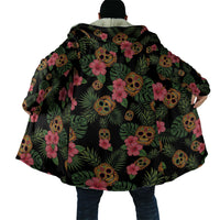 Tropical Calavera Hawaiian Cloak Sugar Skull Pineapple Hibiscus Floral