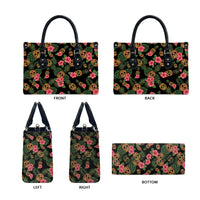 Tropical Calavera Hawaiian Leather Bag Sugar Skull Pineapple Hibiscus Floral