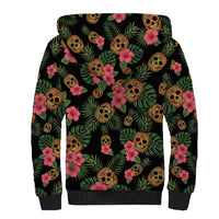 Tropical Calavera Hawaiian Sherpa Hoodie Sugar Skull Pineapple Hibiscus Floral DT05 - Polynesian Pride
