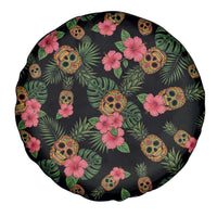 Tropical Calavera Hawaiian Spare Tire Cover Sugar Skull Pineapple Hibiscus Floral DT05 - Polynesian Pride