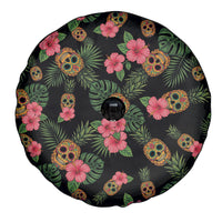 Tropical Calavera Hawaiian Spare Tire Cover Sugar Skull Pineapple Hibiscus Floral DT05 - Polynesian Pride