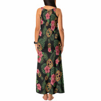 Tropical Calavera Hawaiian Tank Maxi Dress Sugar Skull Pineapple Hibiscus Floral DT05 - Polynesian Pride