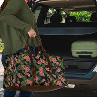 Tropical Calavera Hawaiian Travel Bag Sugar Skull Pineapple Hibiscus Floral
