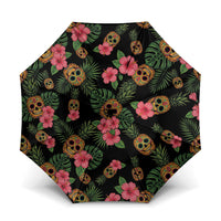 Tropical Calavera Hawaiian Umbrella Sugar Skull Pineapple Hibiscus Floral