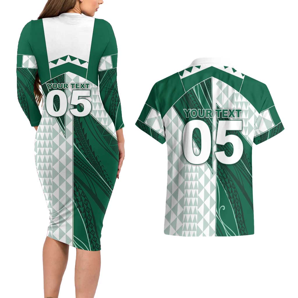Custom Hawaii Volleyball Couples Matching Long Sleeve Bodycon Dress and Hawaiian Shirt Shaka Aloha Hand DT05 - Polynesian Pride