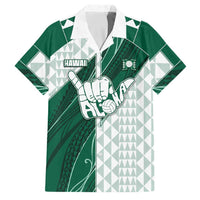 Custom Hawaii Volleyball Family Matching Mermaid Dress and Hawaiian Shirt Shaka Aloha Hand DT05 Dad's Shirt - Short Sleeve Green - Polynesian Pride