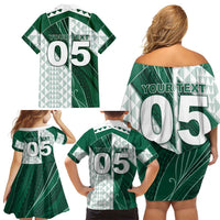Custom Hawaii Volleyball Family Matching Off Shoulder Short Dress and Hawaiian Shirt Shaka Aloha Hand DT05 - Polynesian Pride