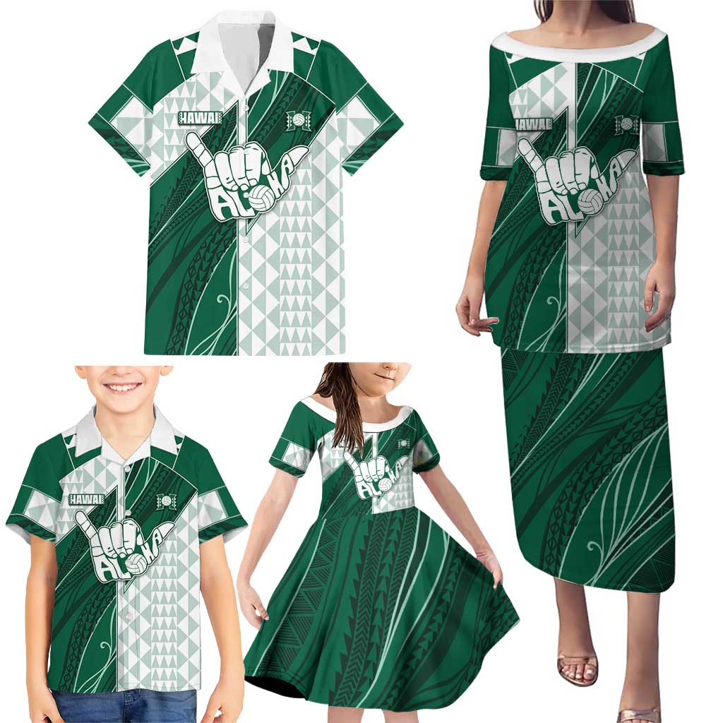 Custom Hawaii Volleyball Family Matching Puletasi and Hawaiian Shirt Shaka Aloha Hand DT05 - Polynesian Pride