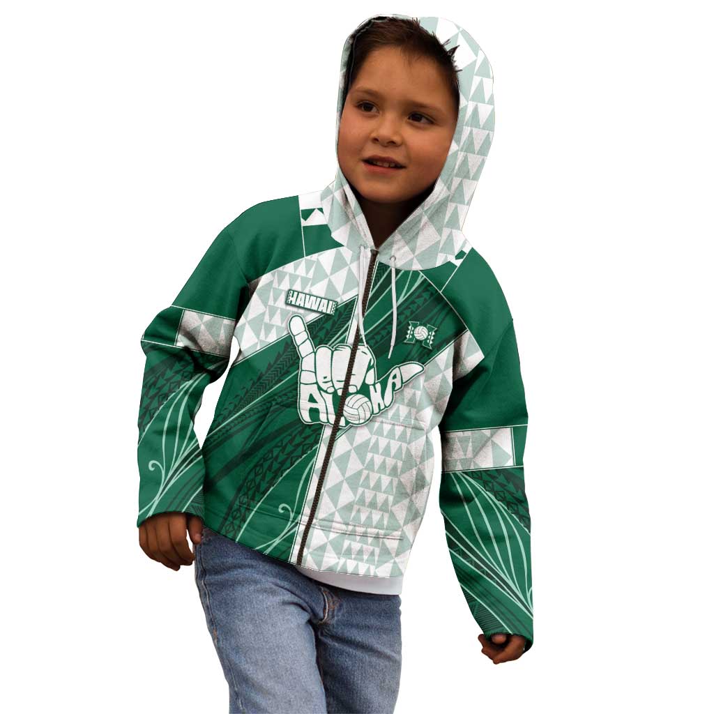 Custom Hawaii Volleyball Kid Hoodie Shaka Aloha Hand