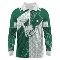 Custom Hawaii Volleyball Long Sleeve Polo Shirt Shaka Aloha Hand