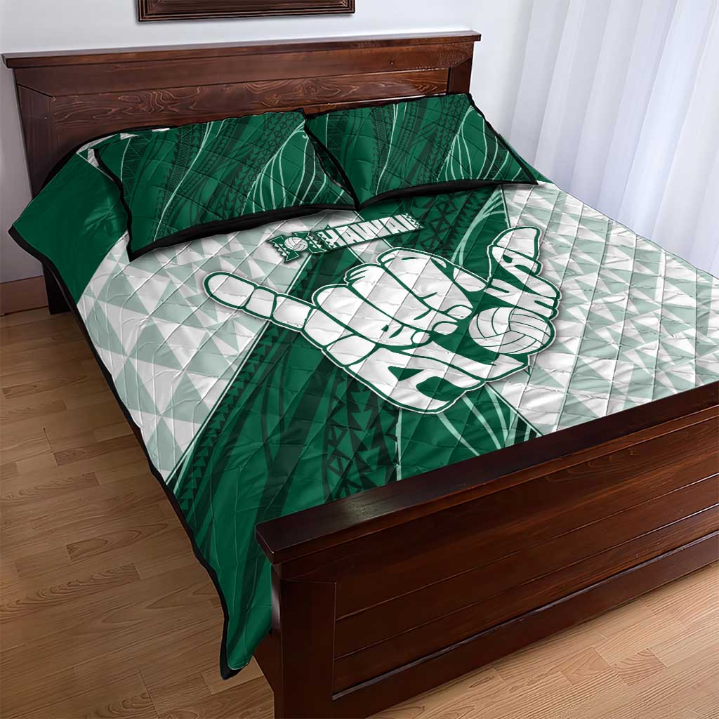 Hawaii Volleyball Quilt Bed Set Shaka Aloha Hand