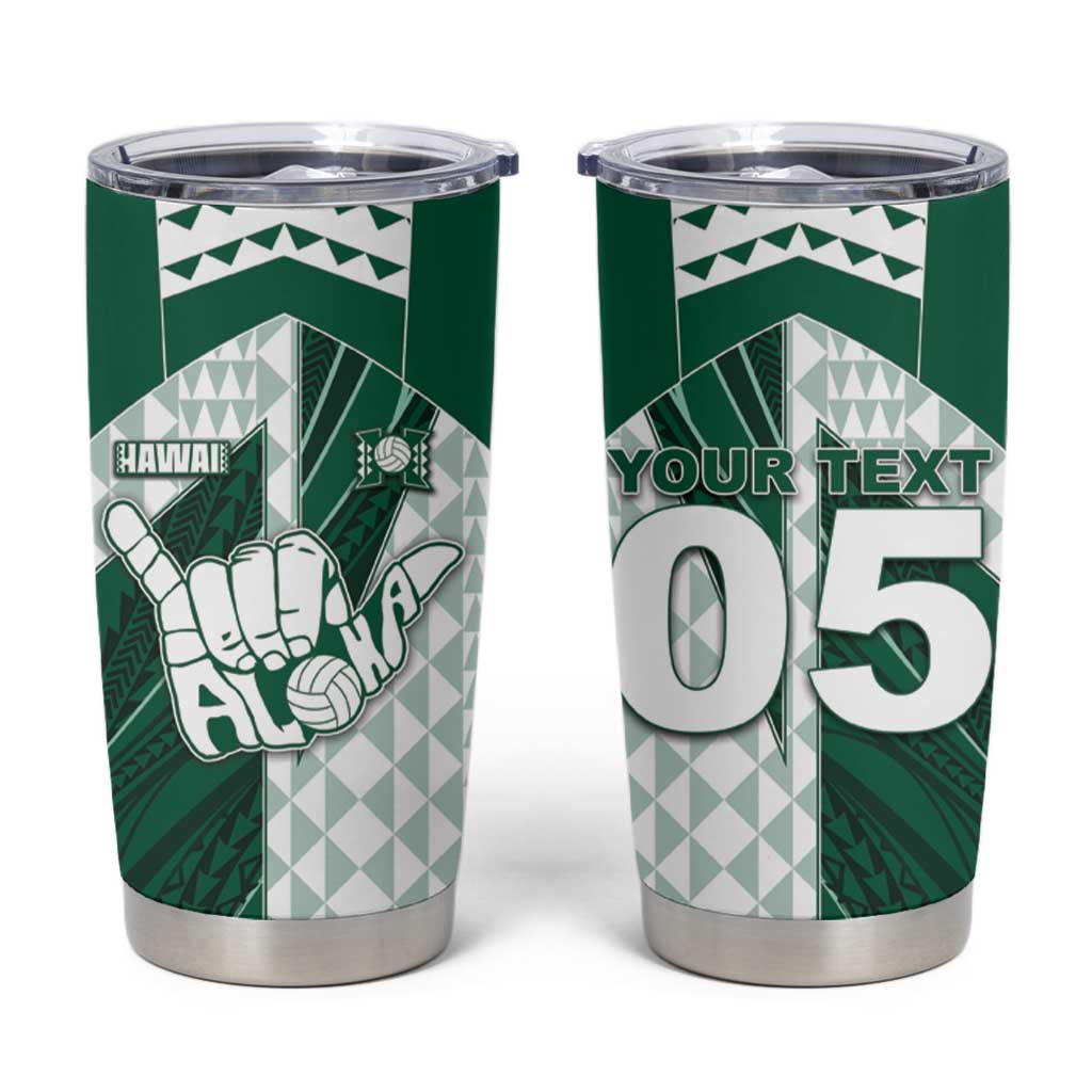Custom Hawaii Volleyball Tumbler Cup Shaka Aloha Hand DT05 Green - Polynesian Pride