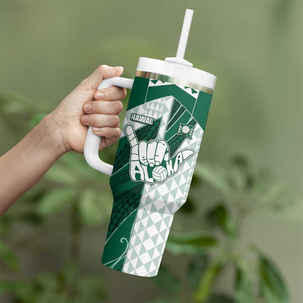 Custom Hawaii Volleyball Tumbler With Handle Shaka Aloha Hand DT05 - Polynesian Pride
