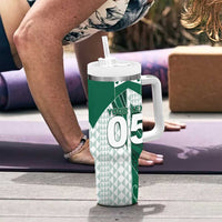 Custom Hawaii Volleyball Tumbler With Handle Shaka Aloha Hand DT05 - Polynesian Pride