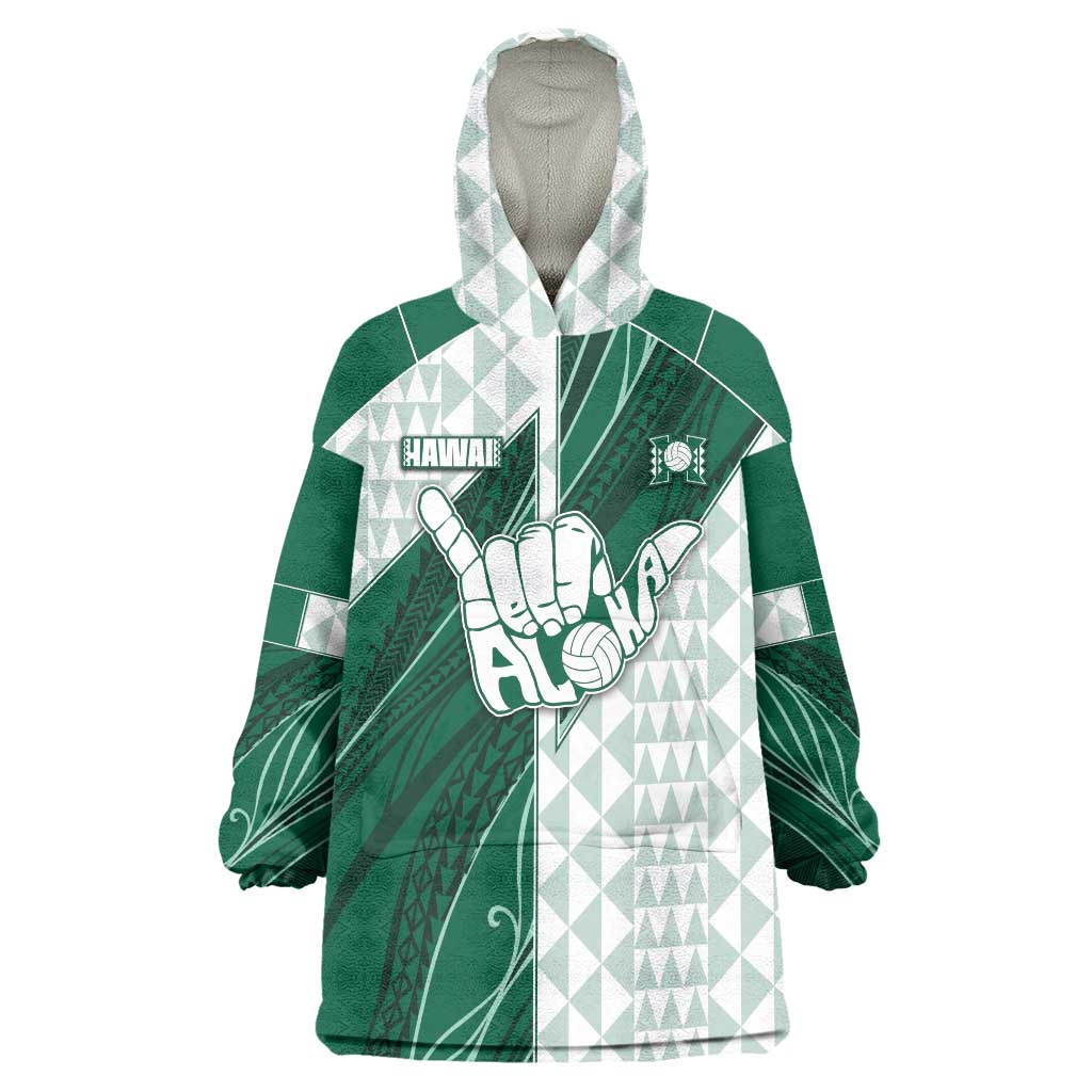 Custom Hawaii Volleyball Wearable Blanket Hoodie Shaka Aloha Hand