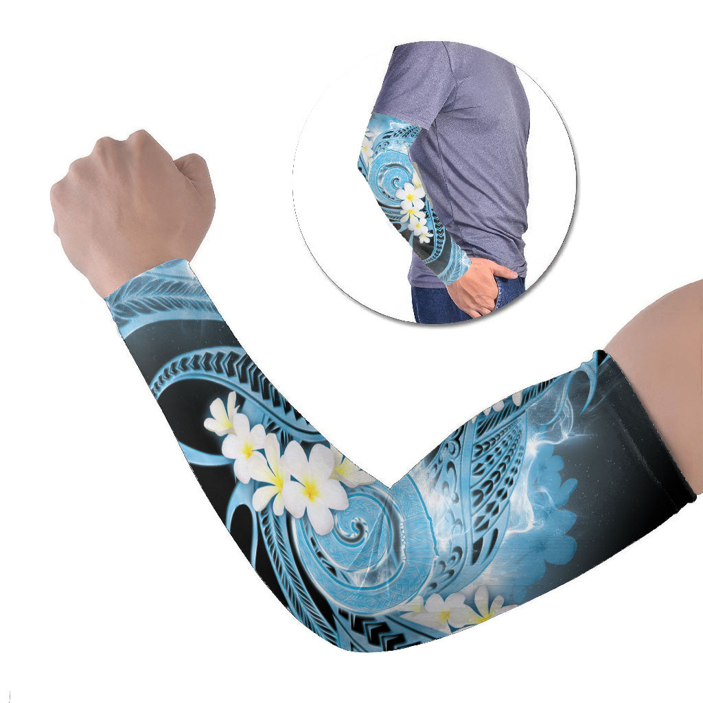Piko Hawaiian Arm Sleeves Blue Galaxy Spiral Plumeria Tribal Patterns DT05 Set of 2 Blue - Polynesian Pride