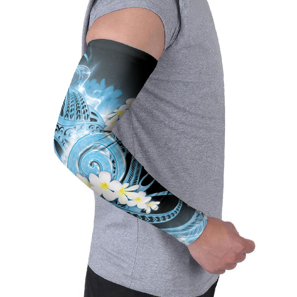 Piko Hawaiian Arm Sleeves Blue Galaxy Spiral Plumeria Tribal Patterns DT05 - Polynesian Pride