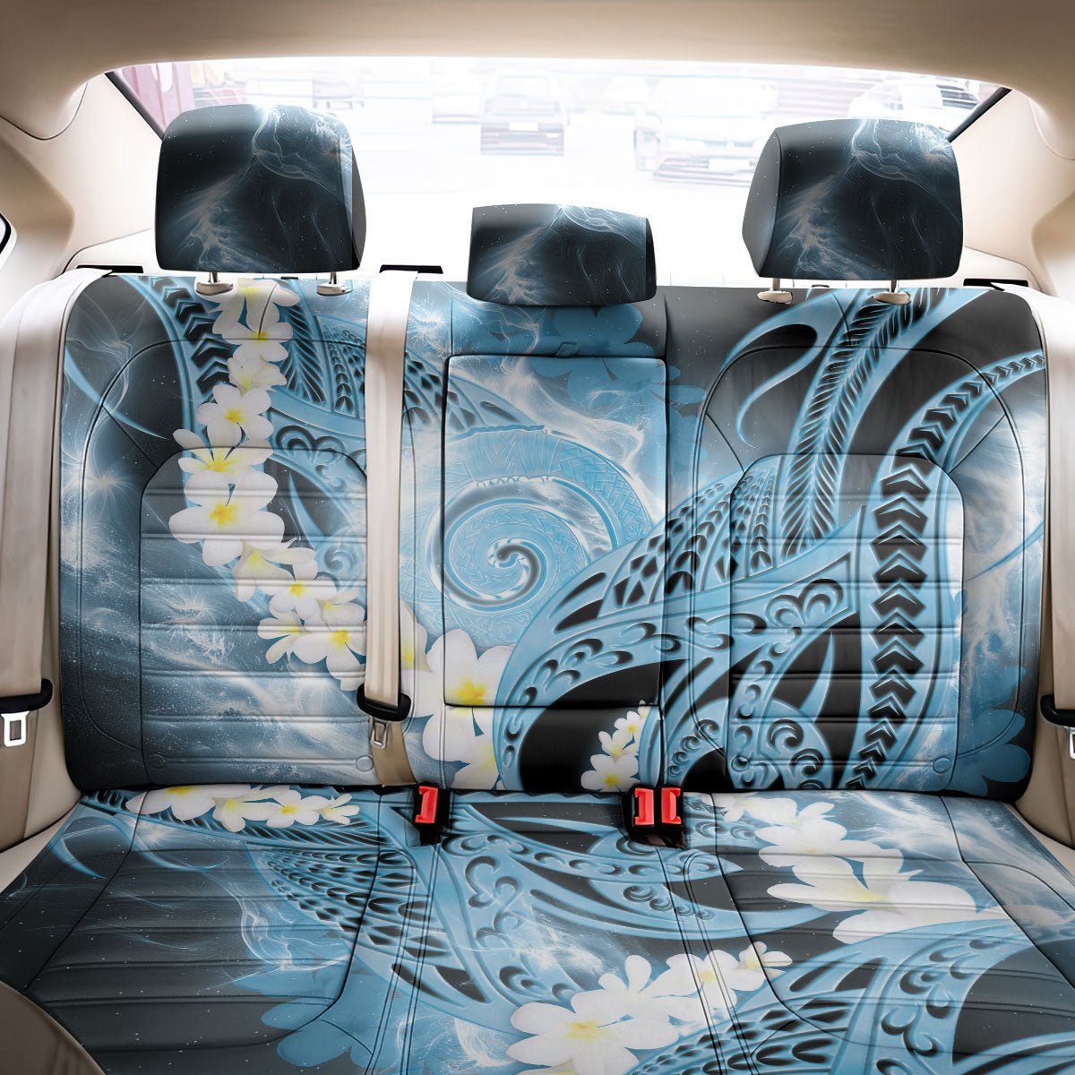 Piko Hawaiian Back Car Seat Cover Blue Galaxy Spiral Plumeria Tribal Patterns DT05 - Polynesian Pride
