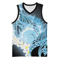 Piko Hawaiian Basketball Jersey Blue Galaxy Spiral Plumeria Tribal Patterns DT05 Unisex Blue - Polynesian Pride
