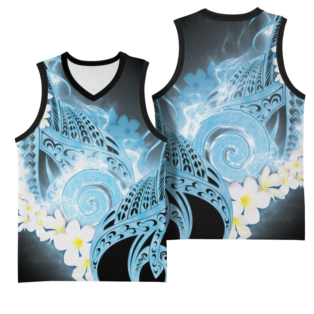 Piko Hawaiian Basketball Jersey Blue Galaxy Spiral Plumeria Tribal Patterns DT05 - Polynesian Pride