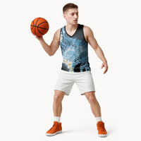 Piko Hawaiian Basketball Jersey Blue Galaxy Spiral Plumeria Tribal Patterns DT05 - Polynesian Pride
