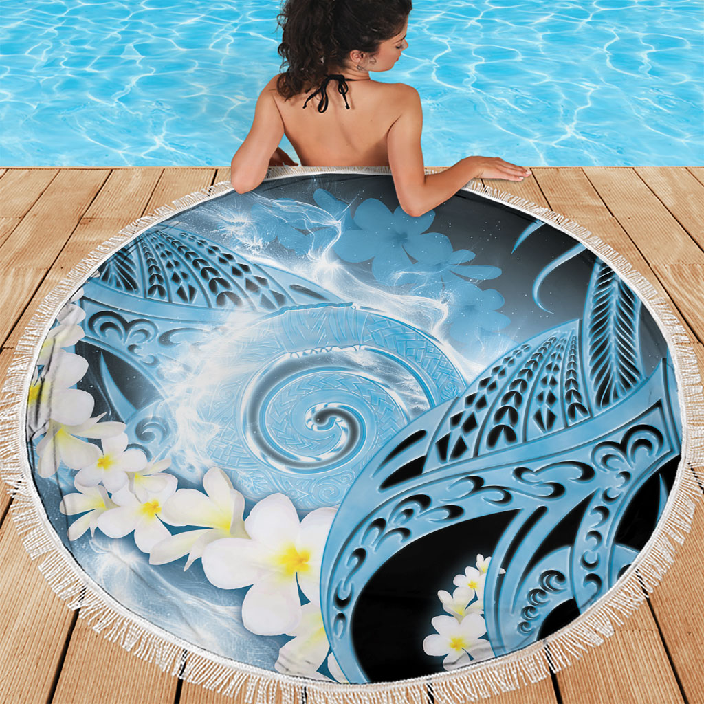 Piko Hawaiian Beach Blanket Blue Galaxy Spiral Plumeria Tribal Patterns DT05 - Polynesian Pride