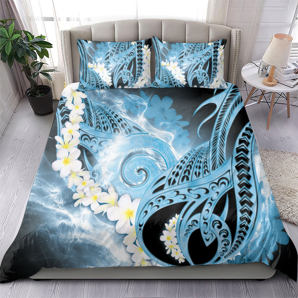 Piko Hawaiian Bedding Set Blue Galaxy Spiral Plumeria Tribal Patterns DT05 - Polynesian Pride