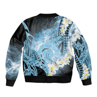 Piko Hawaiian Bomber Jacket Blue Galaxy Spiral Plumeria Tribal Patterns DT05 - Polynesian Pride