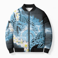 Piko Hawaiian Bomber Puffer Jacket Blue Galaxy Spiral Plumeria Tribal Patterns DT05 Unisex Blue - Polynesian Pride