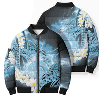 Piko Hawaiian Bomber Puffer Jacket Blue Galaxy Spiral Plumeria Tribal Patterns DT05 - Polynesian Pride