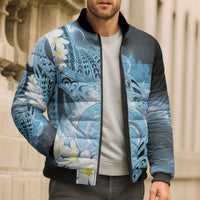 Piko Hawaiian Bomber Puffer Jacket Blue Galaxy Spiral Plumeria Tribal Patterns DT05 - Polynesian Pride