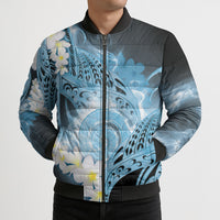 Piko Hawaiian Bomber Puffer Jacket Blue Galaxy Spiral Plumeria Tribal Patterns DT05 - Polynesian Pride