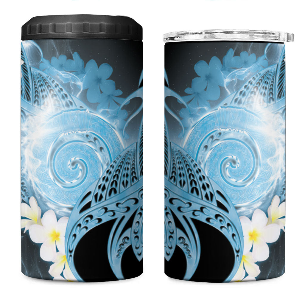 Piko Hawaiian 4 in 1 Can Cooler Tumbler Blue Galaxy Spiral Plumeria Tribal Patterns DT05 One Size: 16 oz Blue - Polynesian Pride