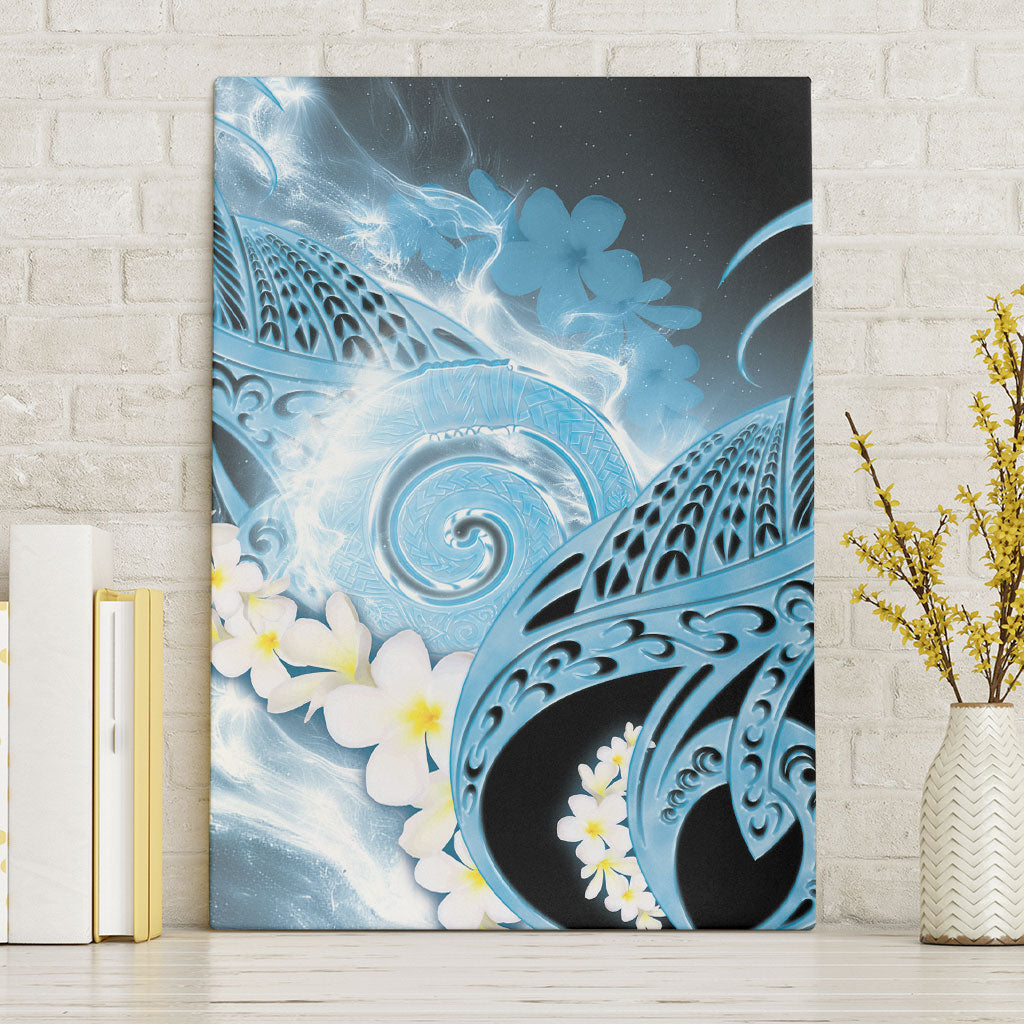Piko Hawaiian Canvas Wall Art Blue Galaxy Spiral Plumeria Tribal Patterns DT05 Without Frame Blue - Polynesian Pride
