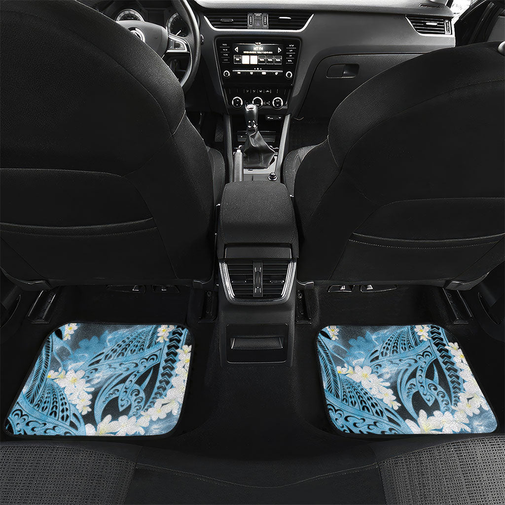 Piko Hawaiian Car Mats Blue Galaxy Spiral Plumeria Tribal Patterns DT05 Set 2pcs - Back Blue - Polynesian Pride