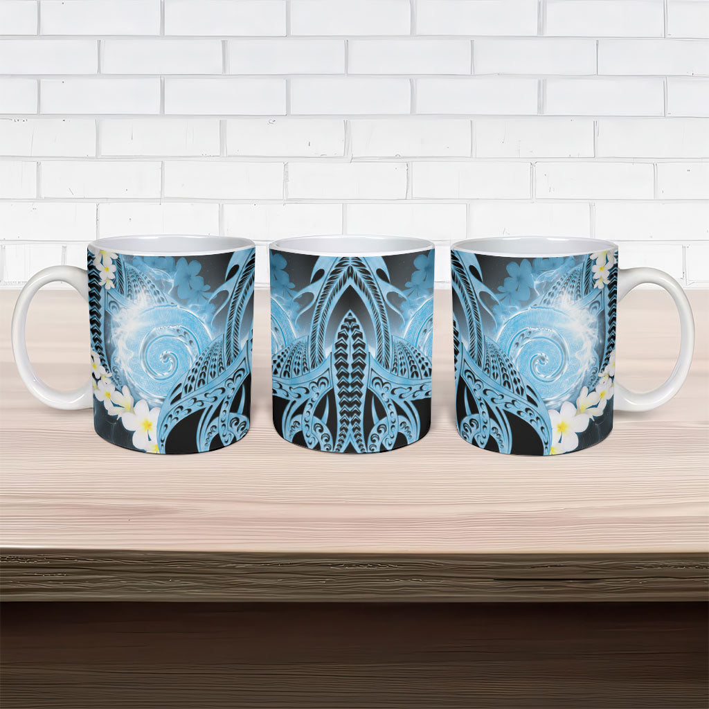 Piko Hawaiian Ceramic Mug Blue Galaxy Spiral Plumeria Tribal Patterns DT05 - Polynesian Pride
