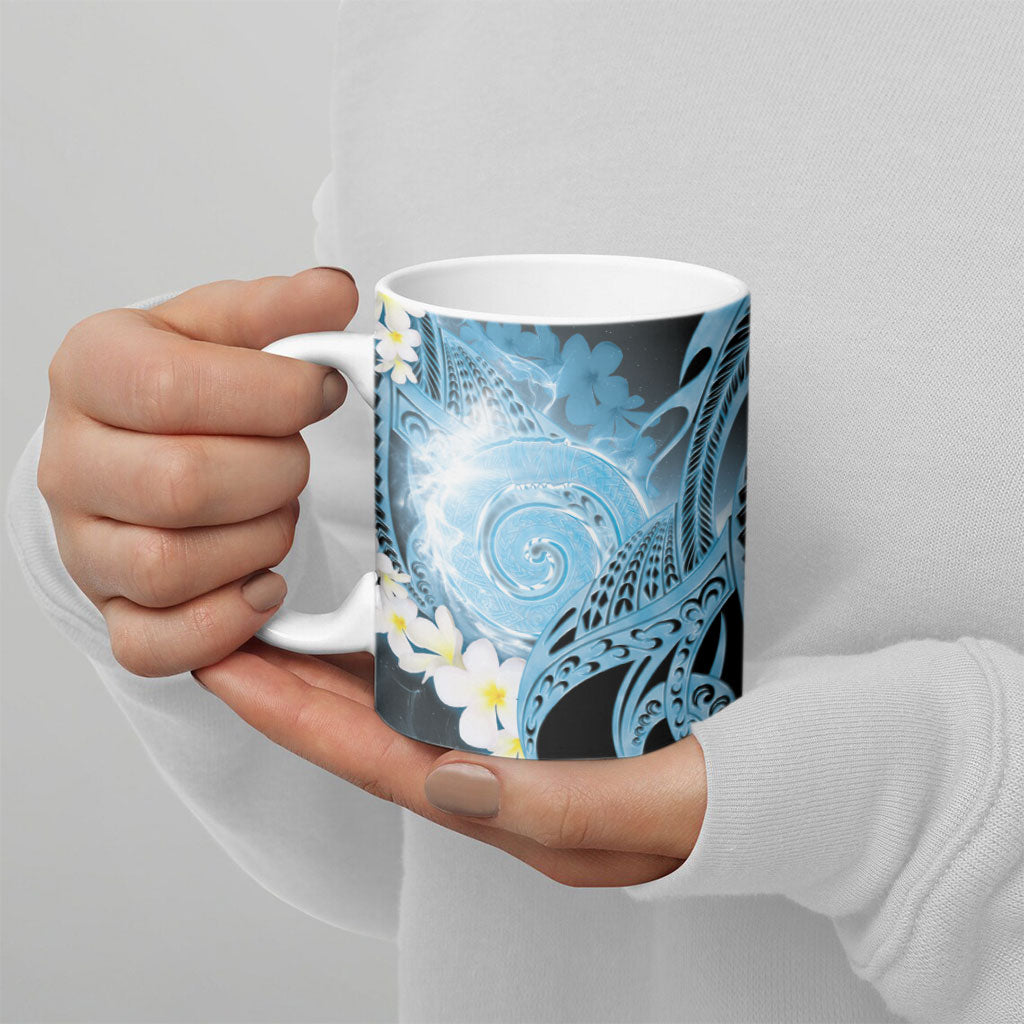 Piko Hawaiian Ceramic Mug Blue Galaxy Spiral Plumeria Tribal Patterns DT05 - Polynesian Pride