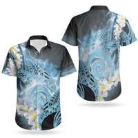 Piko Hawaiian Couples Matching Tank Maxi Dress and Hawaiian Shirt Blue Galaxy Spiral Plumeria Tribal Patterns DT05 - Polynesian Pride