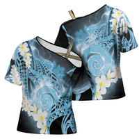 Piko Hawaiian Cross Shoulder Shirt Blue Galaxy Spiral Plumeria Tribal Patterns DT05 - Polynesian Pride