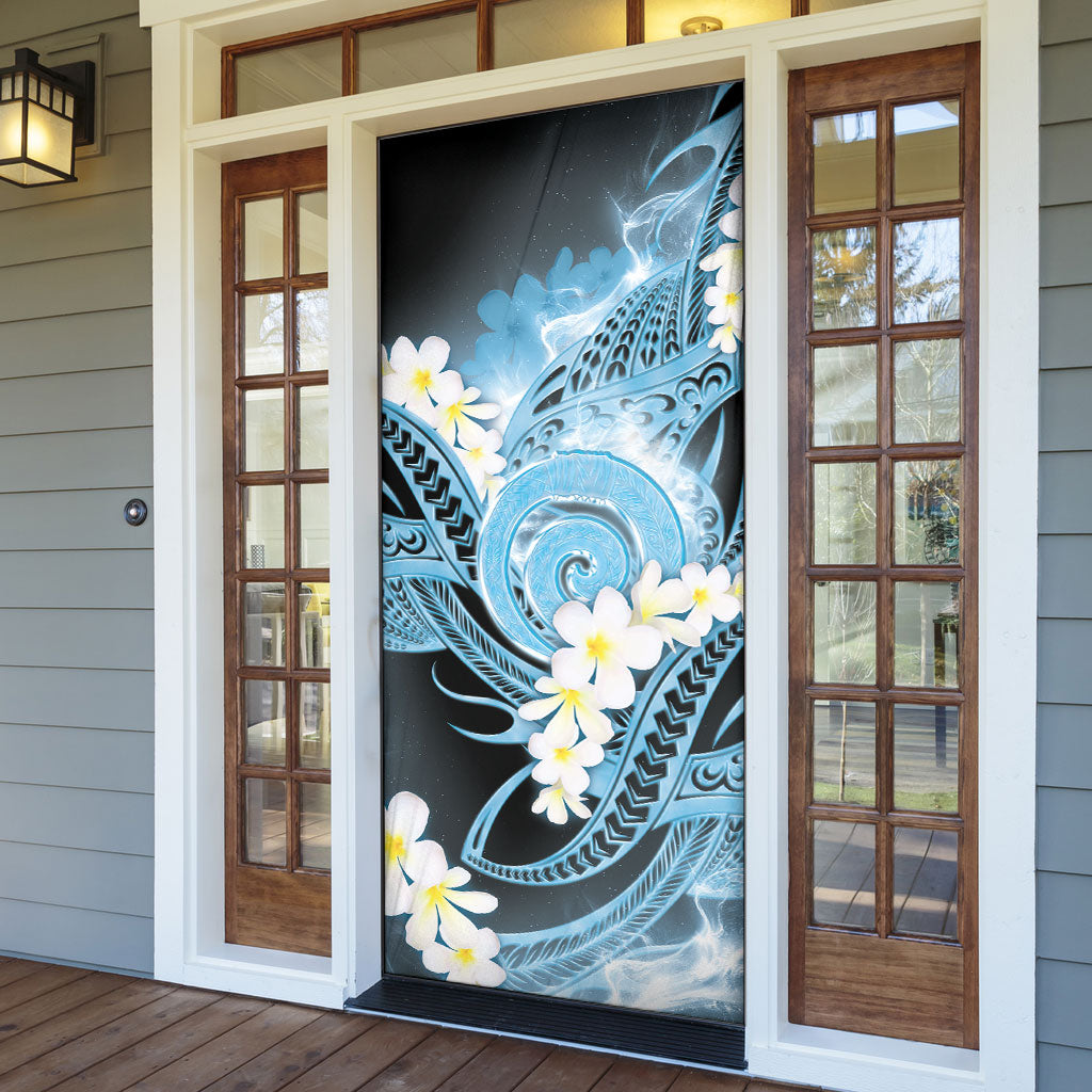 Piko Hawaiian Door Cover Blue Galaxy Spiral Plumeria Tribal Patterns DT05 - Polynesian Pride