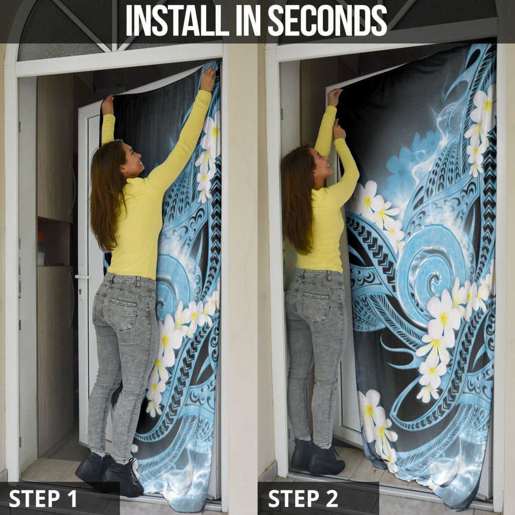 Piko Hawaiian Door Cover Blue Galaxy Spiral Plumeria Tribal Patterns DT05 - Polynesian Pride
