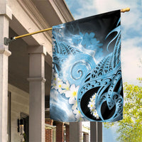 Piko Hawaiian Garden Flag Blue Galaxy Spiral Plumeria Tribal Patterns DT05 House Flag Blue - Polynesian Pride