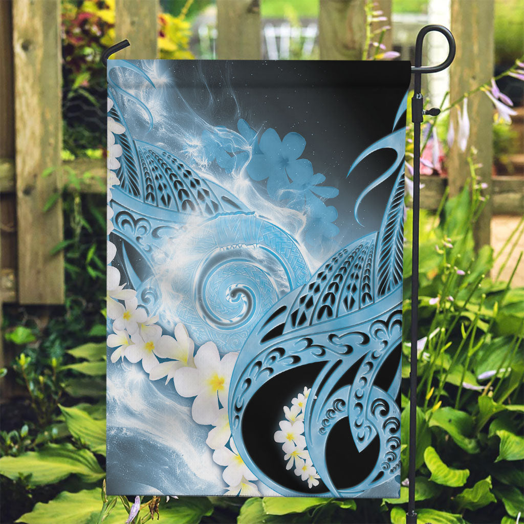 Piko Hawaiian Garden Flag Blue Galaxy Spiral Plumeria Tribal Patterns DT05 Garden Flag Blue - Polynesian Pride
