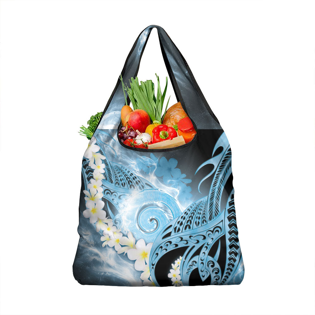 Piko Hawaiian Grocery Bag Blue Galaxy Spiral Plumeria Tribal Patterns DT05 1-pack One Size Blue - Polynesian Pride