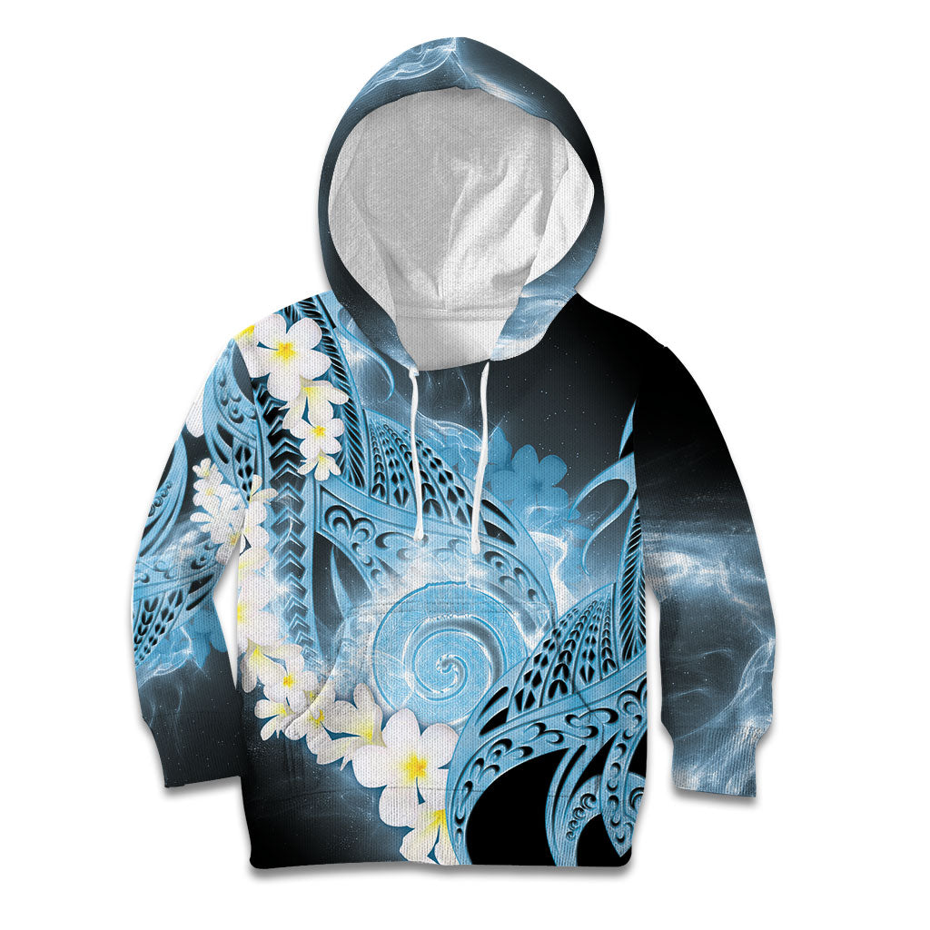 Piko Hawaiian Kid Hoodie Blue Galaxy Spiral Plumeria Tribal Patterns DT05 Hoodie Blue - Polynesian Pride