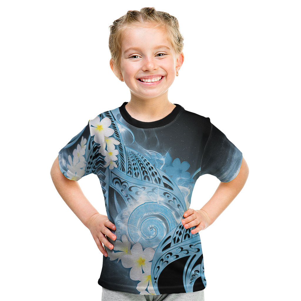 Piko Hawaiian Kid T Shirt Blue Galaxy Spiral Plumeria Tribal Patterns DT05 Blue - Polynesian Pride